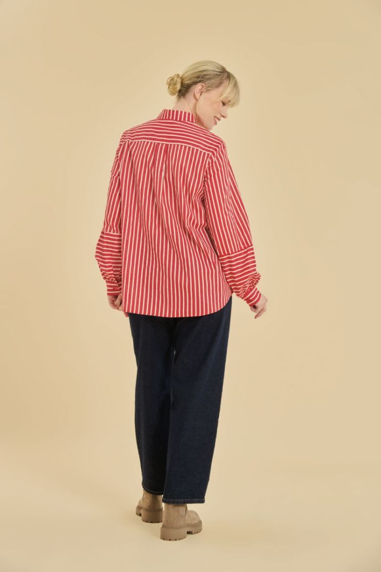 62POP15.074-STRIPES TRUE RED ROOD/ECRU