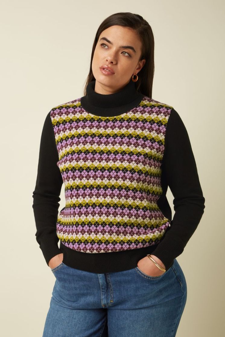 10773-001 BLACK zw/rose/oker