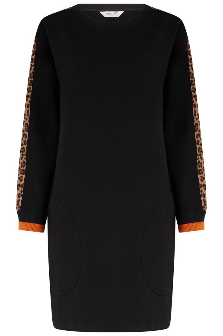 D1558-BLACK LEOPARD TRIM zwart