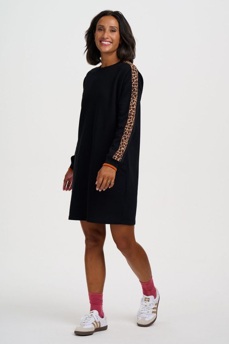 D1558-BLACK LEOPARD TRIM zwart
