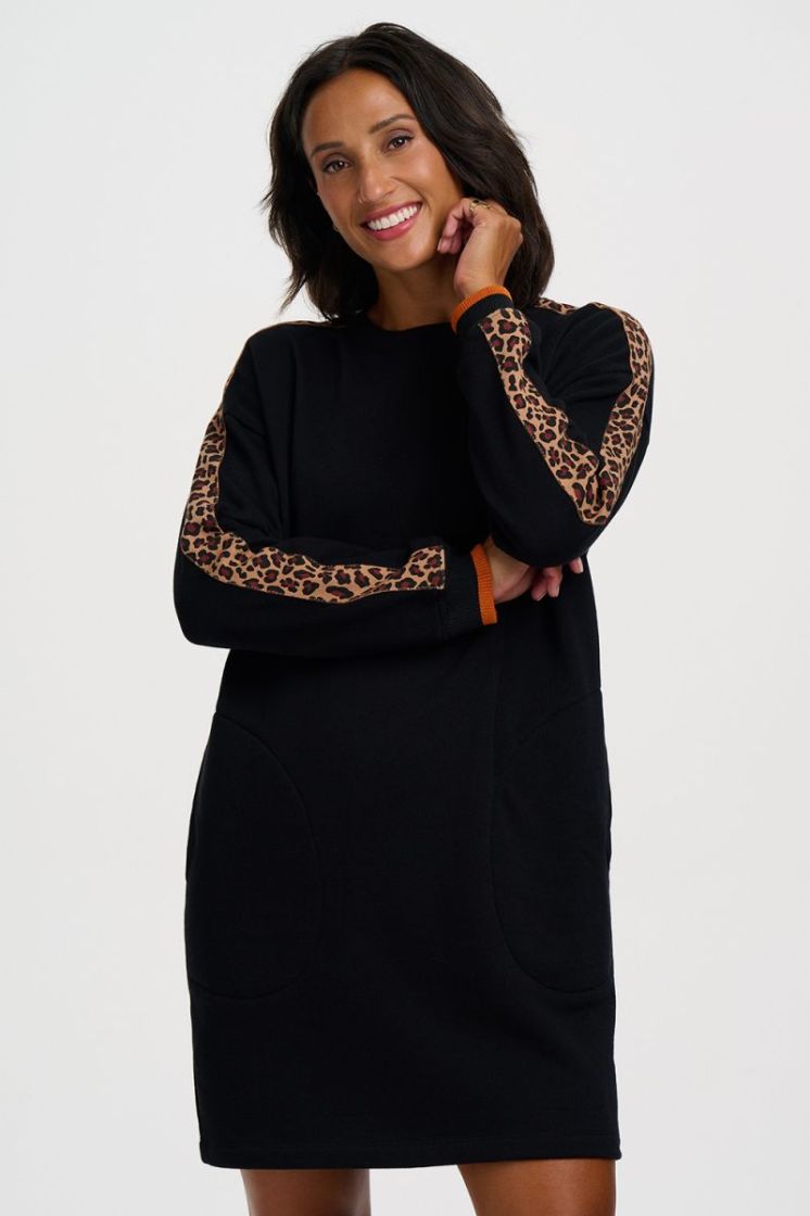 D1558-BLACK LEOPARD TRIM zwart
