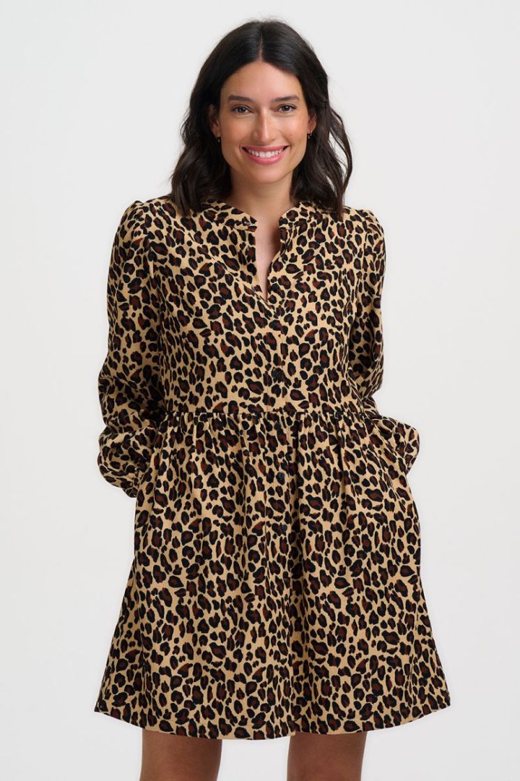 D1583-LEOPARD CORD beige/zwart