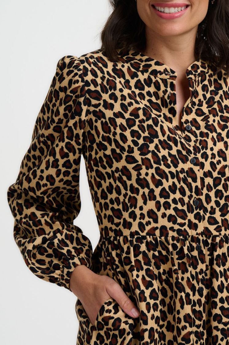 D1583-LEOPARD CORD beige/zwart 
