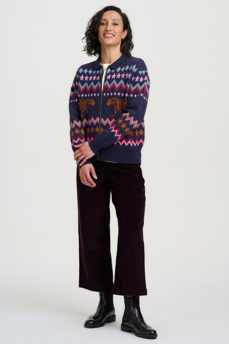 K1001-NAVY WALKING LEOPARD donkerblauw/mul