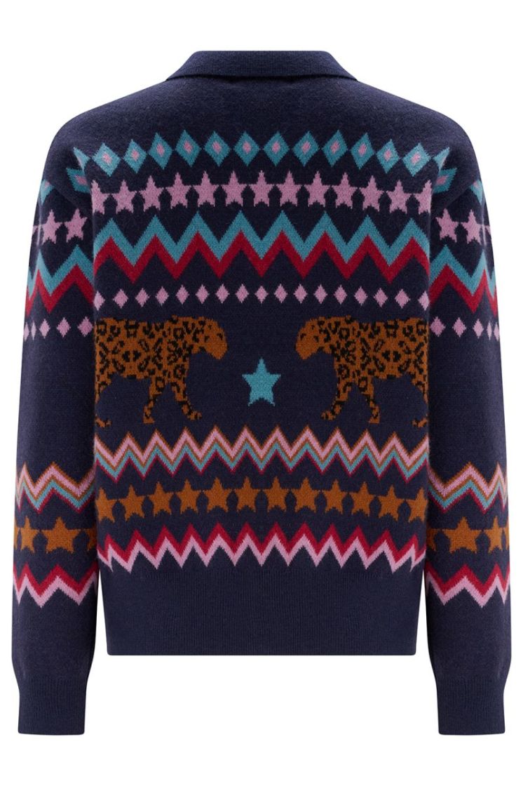 K1001-NAVY WALKING LEOPARD donkerblauw/mul
