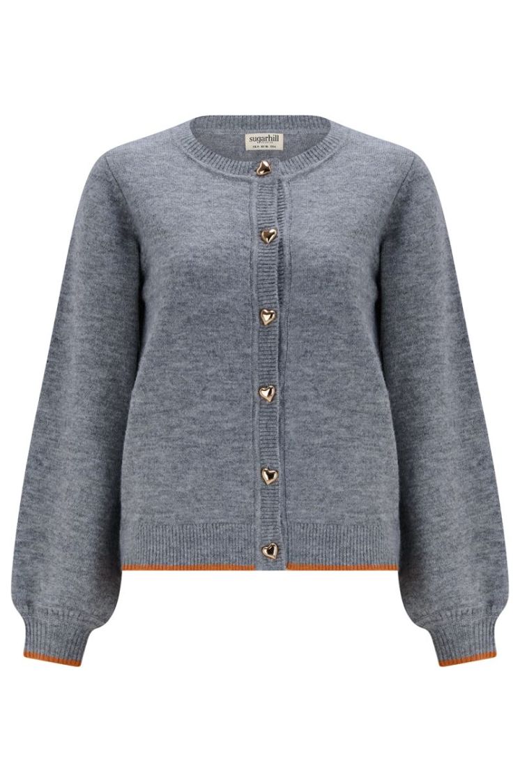 K1037-GREY MARL GOLD HEARTS lichtgrijs