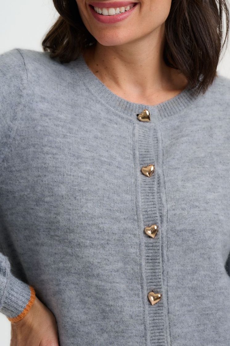 K1037-GREY MARL GOLD HEARTS lichtgrijs