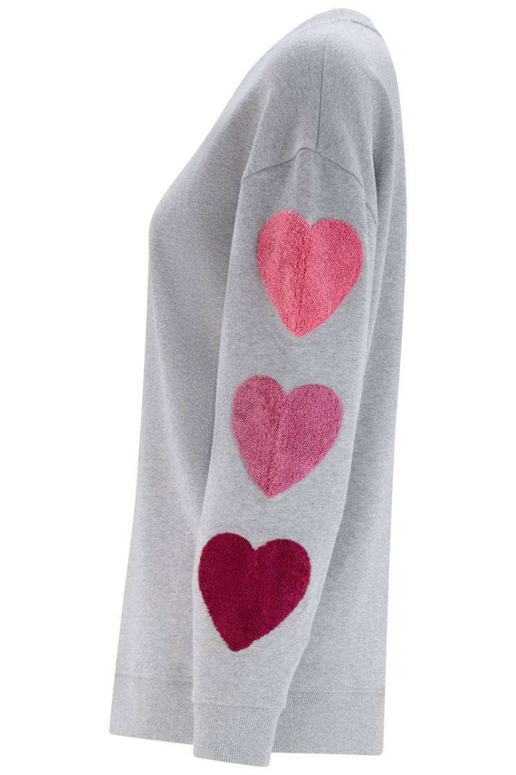 SW0216-GREY MARL BOUCLE HEARTS rgrijs/rose
