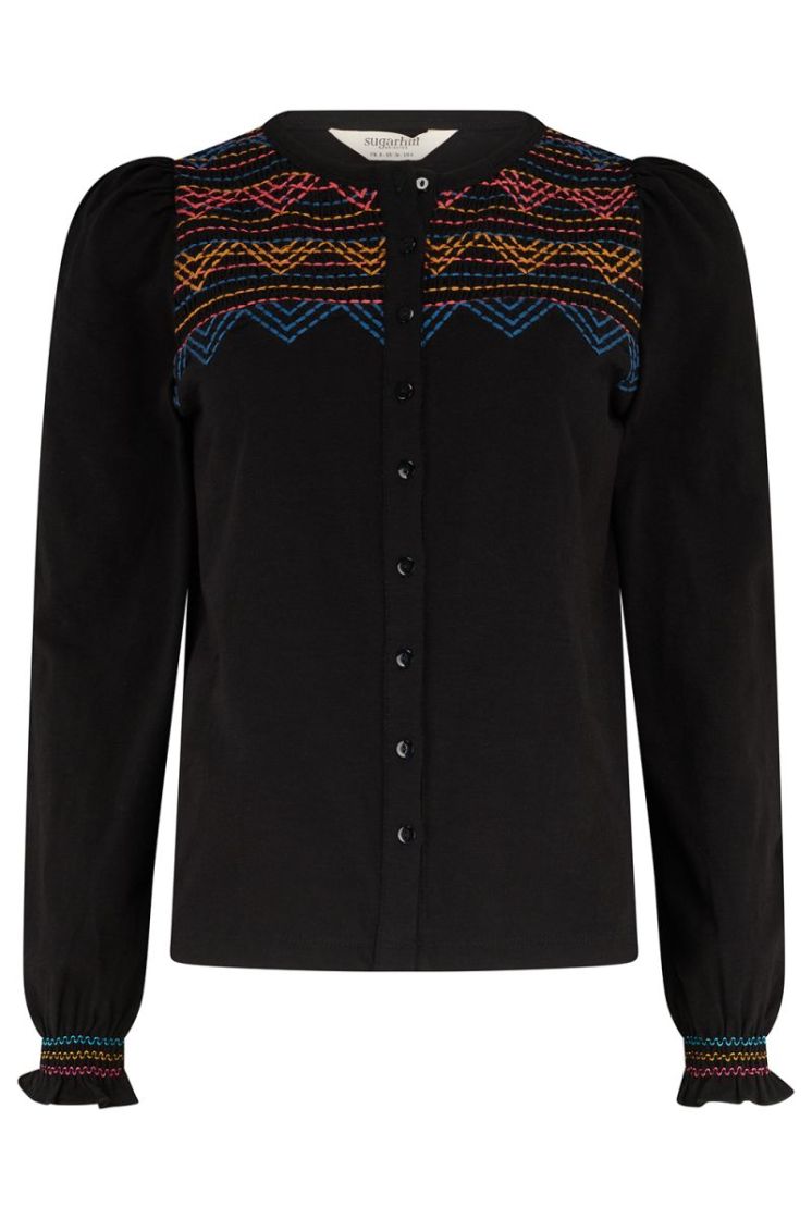 T1176-BLACK AZTEC CHEVRON ZWART/ROSE/BLAU