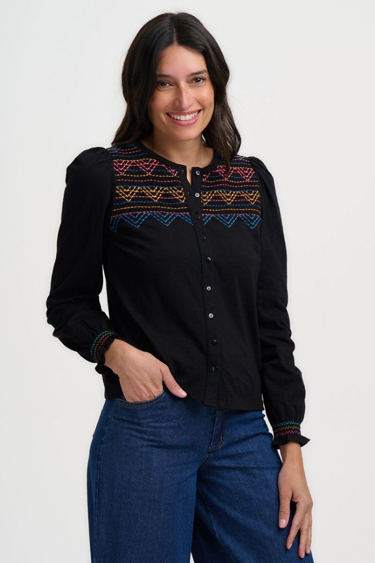 T1176-BLACK AZTEC CHEVRON ZWART/ROSE/BLAU